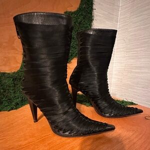 Luca Valentini Black Leather Ankle Boot